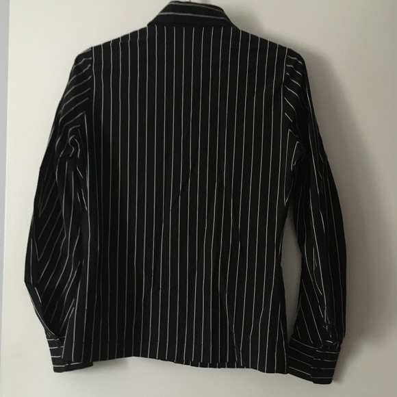 Vintage GIANFRANCO FERRE Black + White Pinstripe Stretch Shirt S - Picture 4 of 4